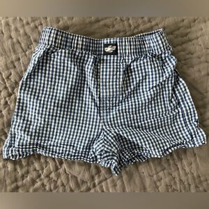 Lucky & Me Blue White Gingham Kids Boxer Shorts Combed Cotton Size 4/5 Pajamas
